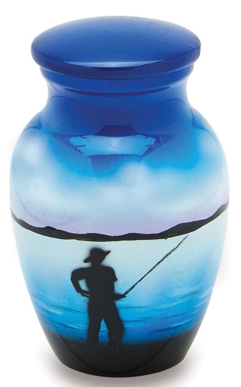 Fisherman 3 Cubic Inches Small/Keepsake Funeral Cremation Urn for Ashes