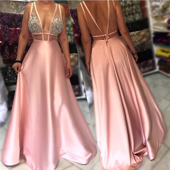 Hot Selling Cut Low Deep V Neck Sheer Long Prom Dresses Evening Dress for Women