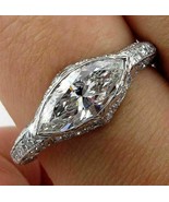 1Ct Marquise Lab Created Diamond Vintage Engagement Ring 14k White Gold ... - $102.84