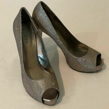 Guess Pumps High Heels Womens Size 8.5 M Gold Metallic Peep Toe Stilettos - $26.99