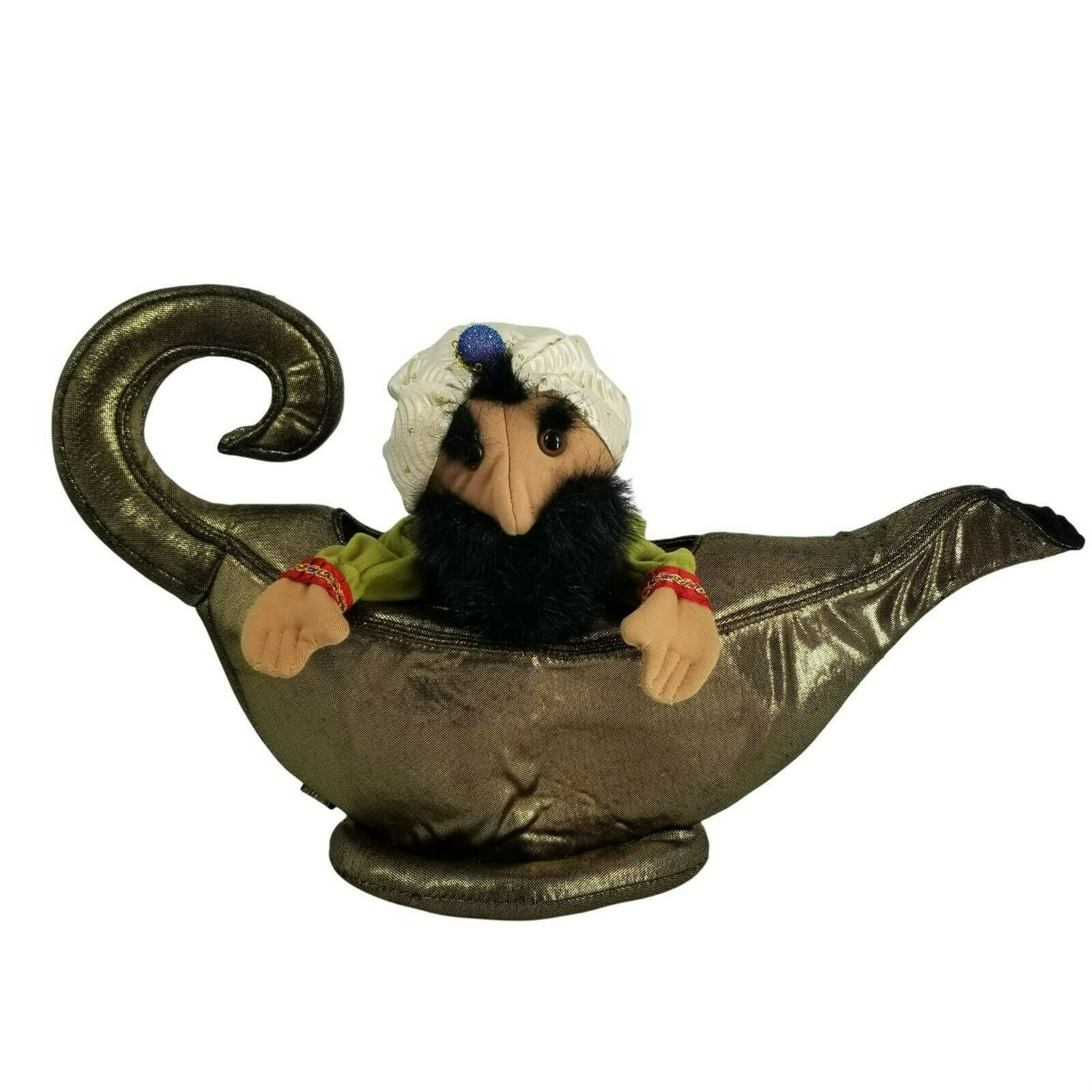 Primary image for Folkmanis Genie in Lamp Hand Puppet Lid Closes Gold Lamp Book Companion Kids