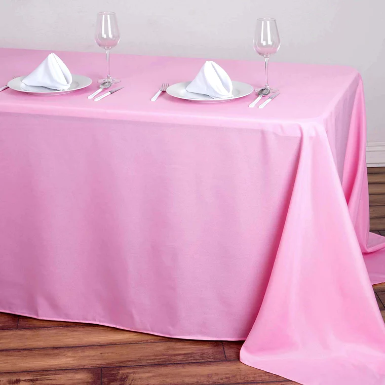 Pink - 5PCS 90x132" Polyester Rectangle Tablecloths Wedding Party - $114.90