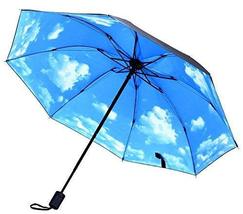 Gentle Meow Portable Folding Umbrella Sun Protection Umbrella, Blue Sky and Whit - $20.46