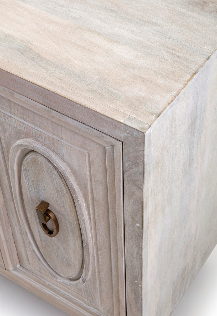 Lime Wash Mango Wood 4 Doors Sideboard/Buffet,54'' x