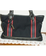 Chaps Ralph Lauren Satchel Black Canvas Handbag Shoulder Tote Bag Shoppe... - $29.99