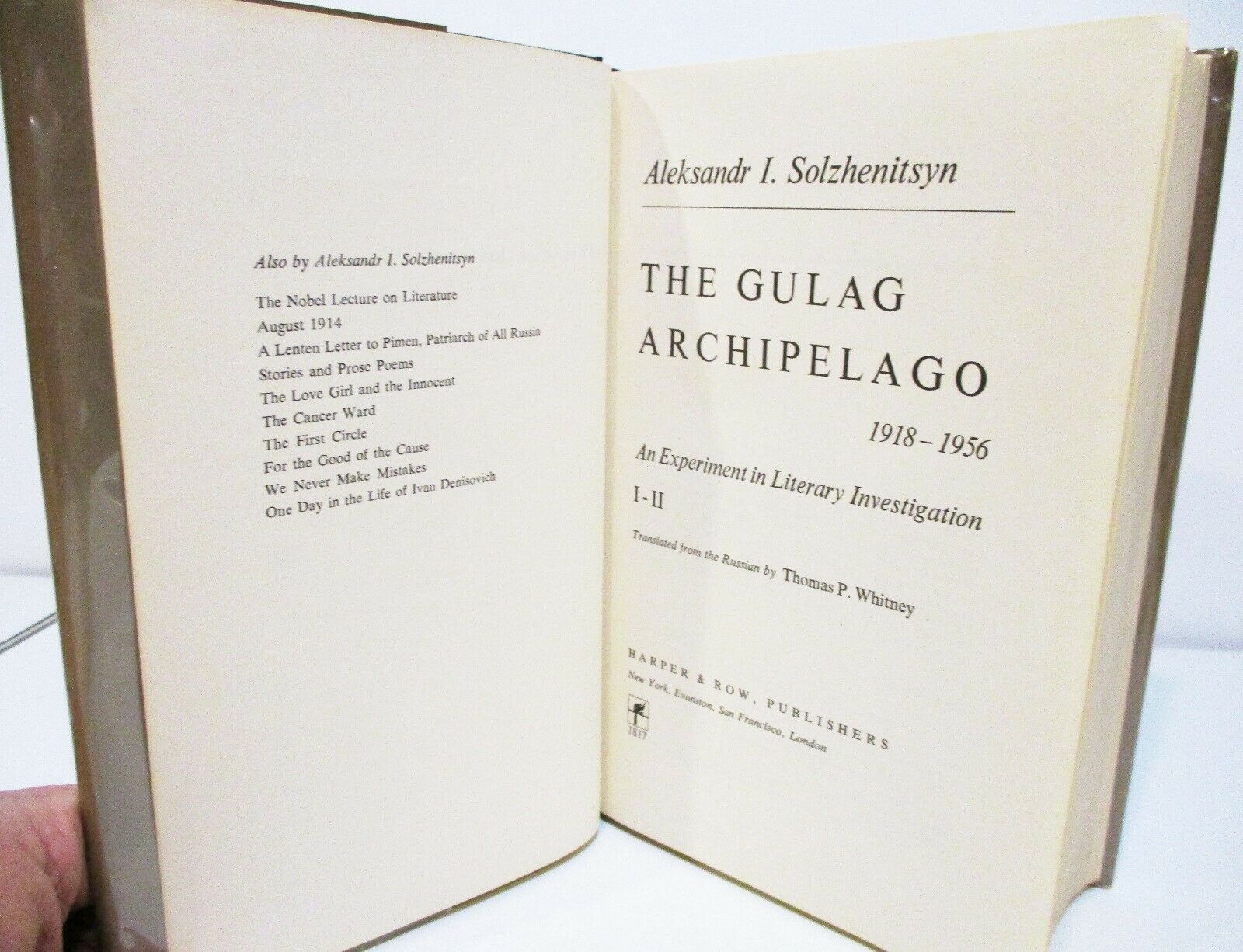 THE GULAG ARCHIPELAGO 1, 2, 3 by ALEXANDER SOLZHENITSYN 3 VOLUME HCDJ