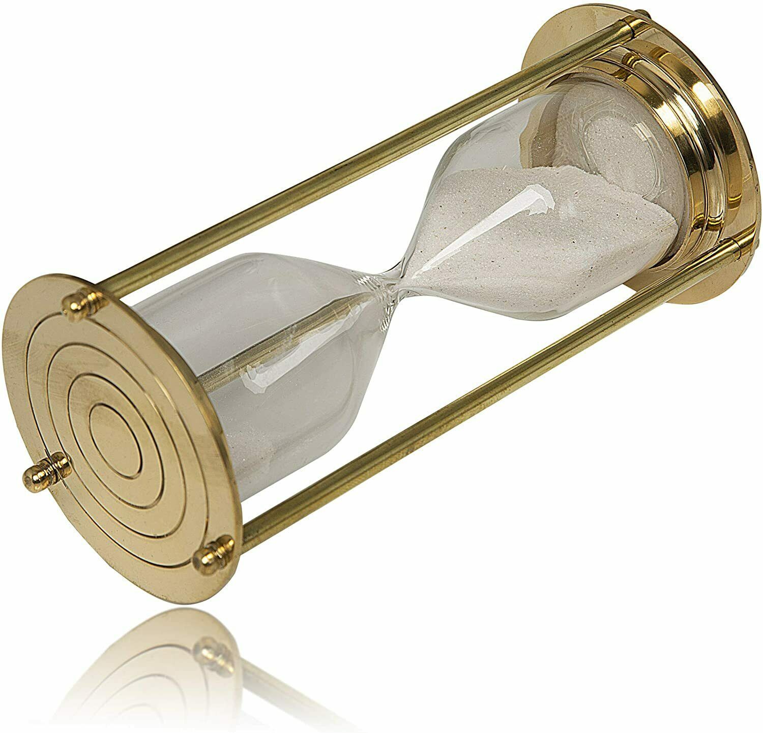 Vintage Brass Small Glass Sand Timer Shiny Hourglass Game Toy 1 minute Desk Deco 