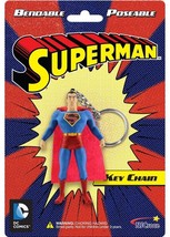 Dc Comics Superman Figural Bendable Poseable Pvc Key Chain New Unused Sealed - $6.85