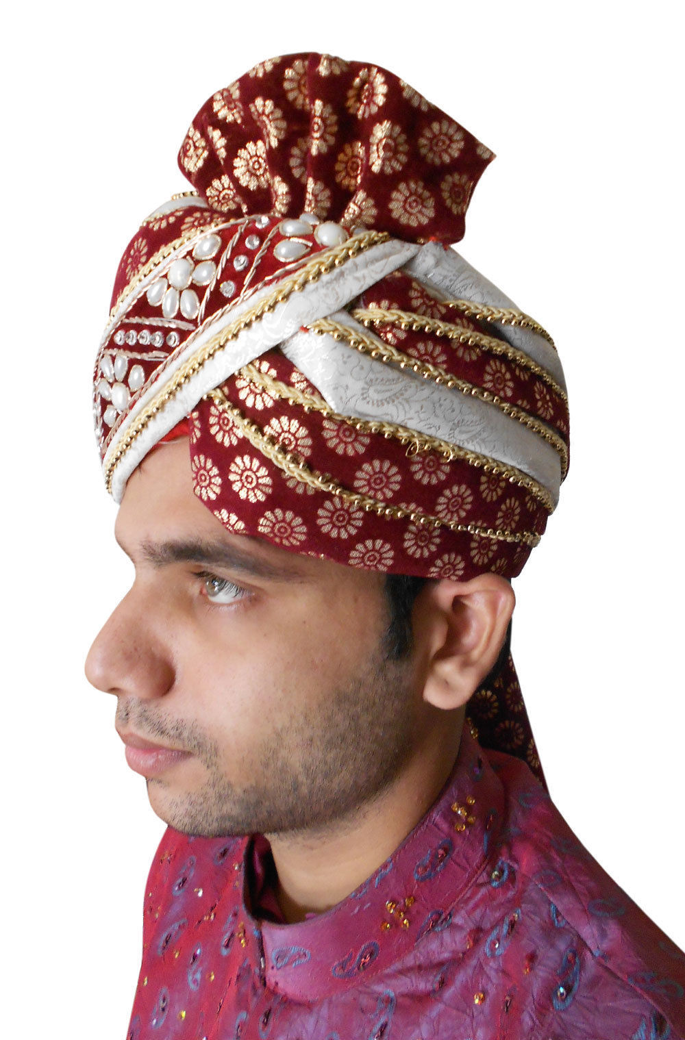 Men Hat Indian Handmade Designer Turban Pagri Top Hats Multicolor Safa ...