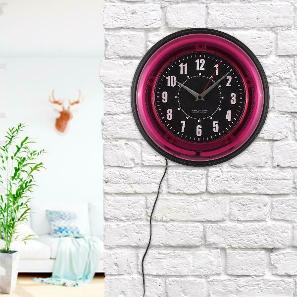 Dorm Room Sterling And Noble 11 Vibrant Pink Neon Wall Clock Wall Clocks