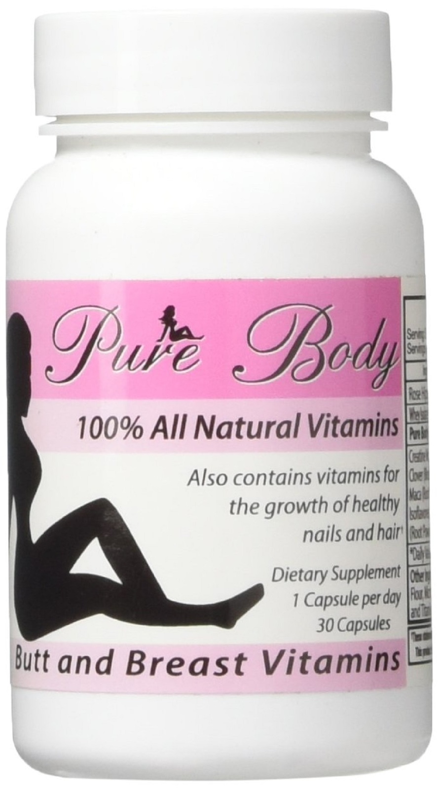 PureBody Vitamins Female Butt and Breast Enhancement Supplement - 30 Capsules