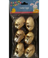 Metallic Gold Fillable Plastic Easter Eggs 6/Pk - $3.46