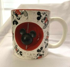 Mickey Mouse Mug Rotating Spinner Mickey Head 12 oz White Red & Black Disney - $22.26