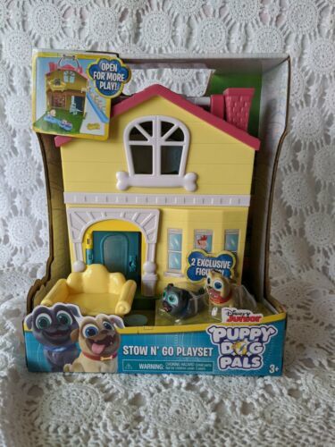 Disney Junior Puppy Dog Pals~Stow N’ Go Playset~2 Exclusive Figures Included~New