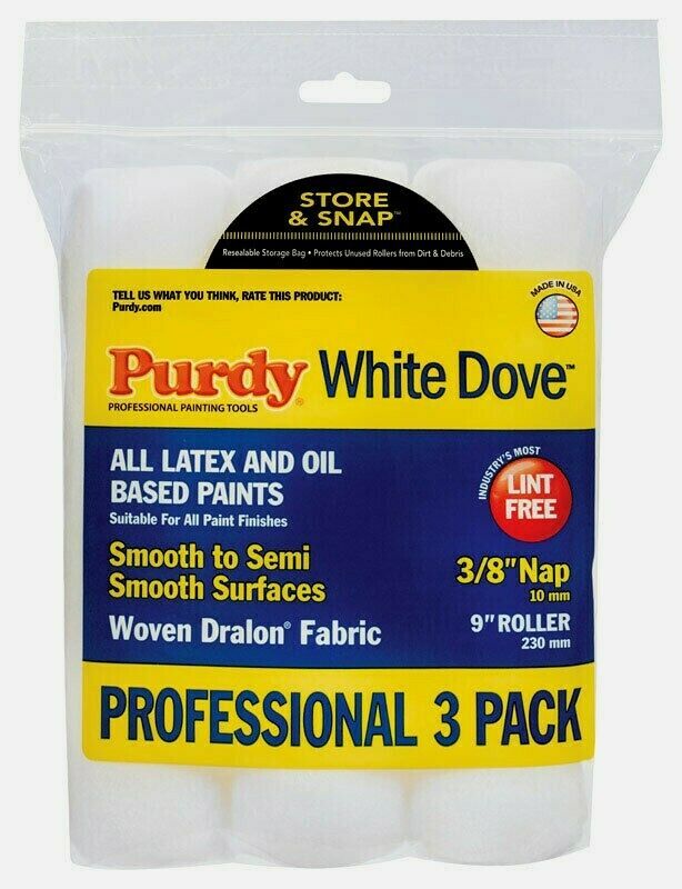 Purdy WHITE DOVE Paint Roller Cover Professional 3 Pack Woven Fabric 3/8 x 9
