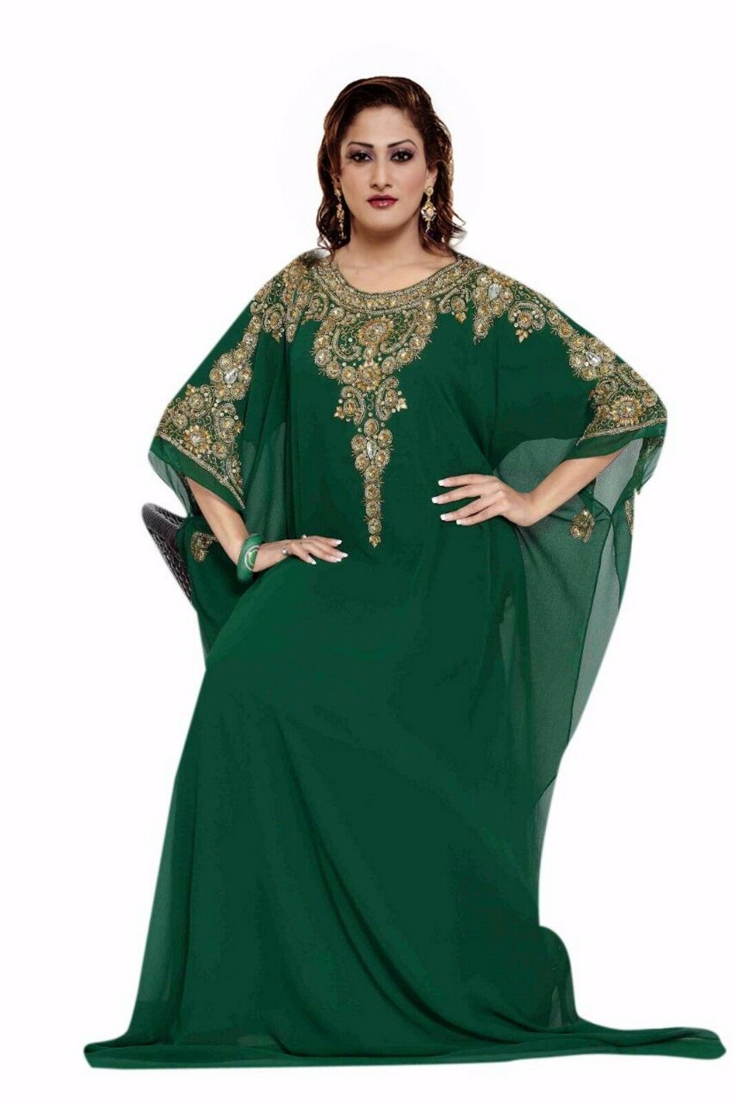 DUBAI MOROCCAN FARASHA KAFTAN JILBAB ARABIAN WOMEN CLOTHING EDH 1158 ...