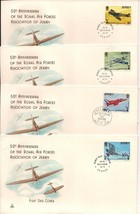 Jersey First Day Covers 50th Anniversary Royal Air Forces 1975 Set of 4 - $3.69