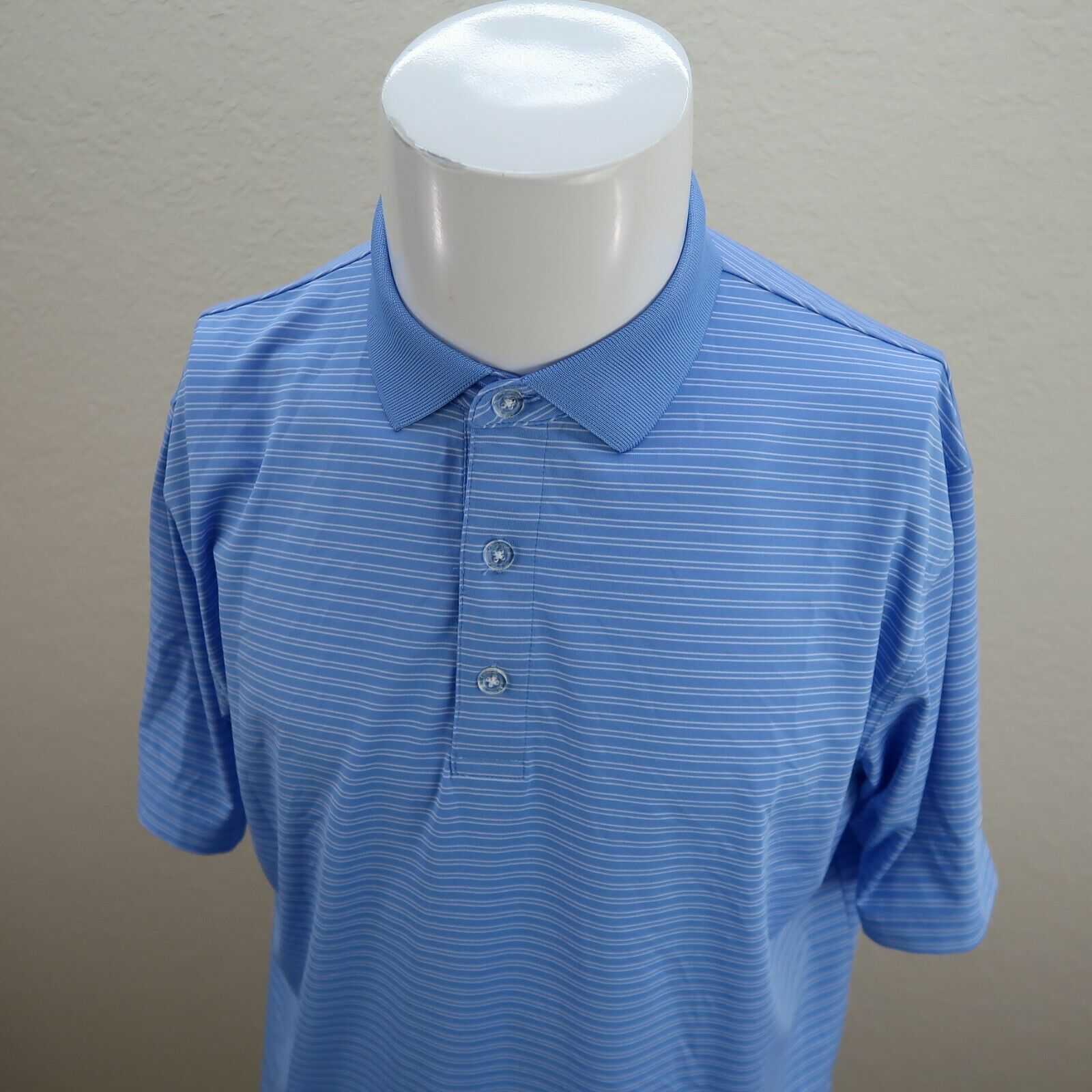 Mens Callaway Opti Dri Blue Striped Short Sleeve Golf Polo Shirt Size M ...