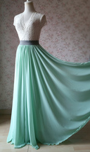 MINT GREEN Maxi Chiffon Skirts Mint Green Wedding Chiffon Skirt Plus Size image 7