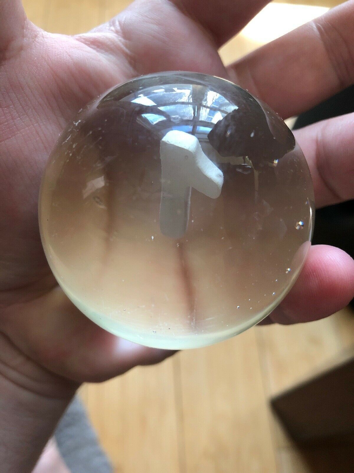 2" ANTIQUE Vintage Clear Glass MARBLE MARBLES 1 inside numeral