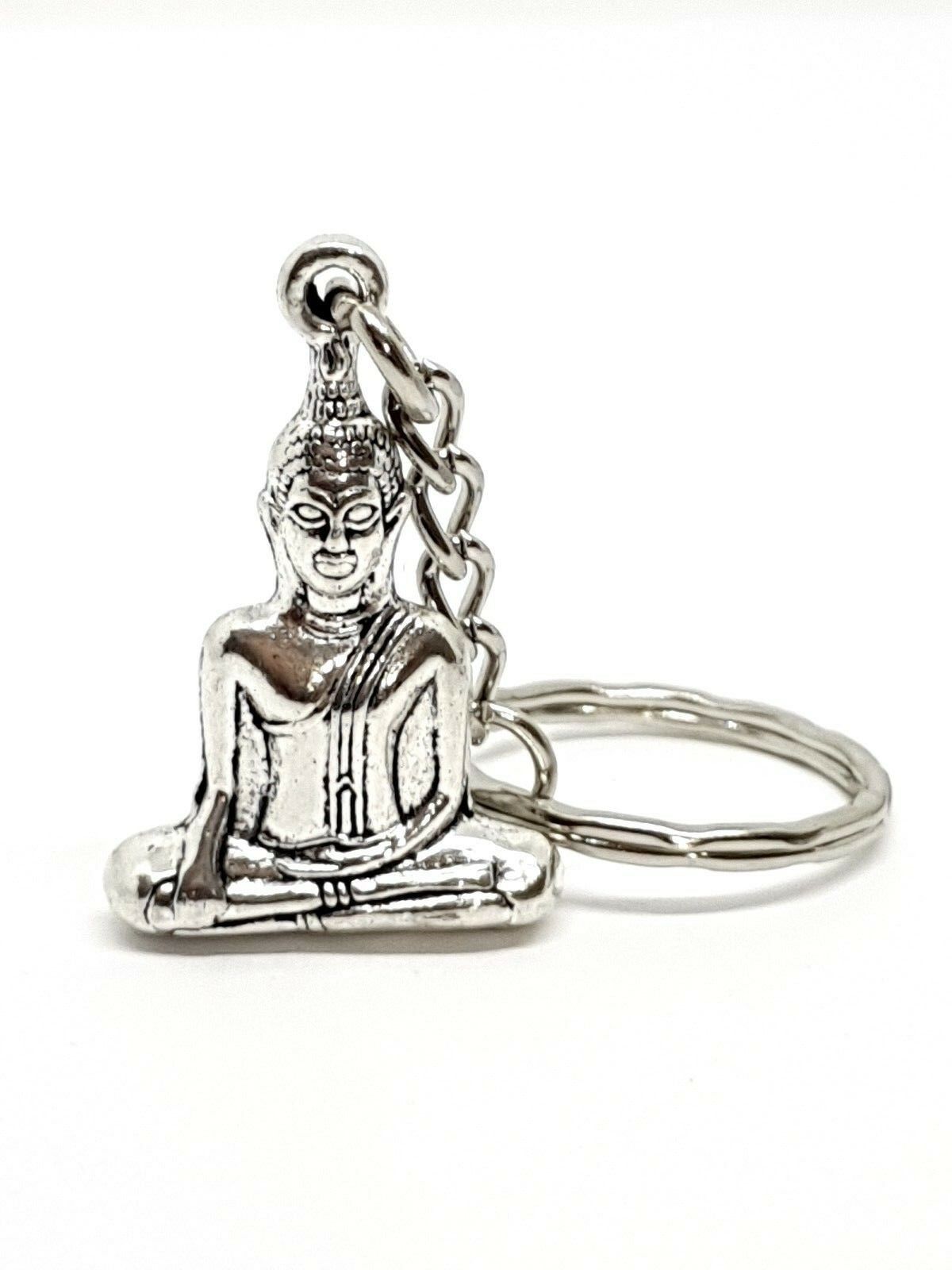 Buddha Keyring Keychain in Silver Plated Pewter Buddhism Gift Thai Asia