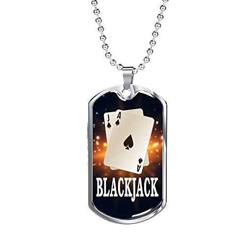 Express Your Love Gifts Casino Poker Black Jack Dog Tag Engraved Stainless Steel