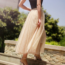 Sequined Tulle Midi Skirt Outfit Navy Blue Sparkly Midi Skirt Custom Plus Size image 12