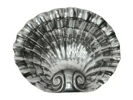 Pewter Clam Shell Fluted Serving Bowl Seafood Dish 10&quot; x 8&quot; x 3&quot; Unbranded - $19.68