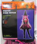 Pretty Pink Witch Halloween Costume Girls Black Dress &amp; Hat Totally Ghoul - $10.44