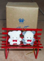 avon ornament 2 teddy bears on bench nib - $10.45