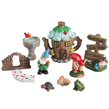 10 Pc. Miniature Fairy Gnome Home Garden Statue Set - $77.99