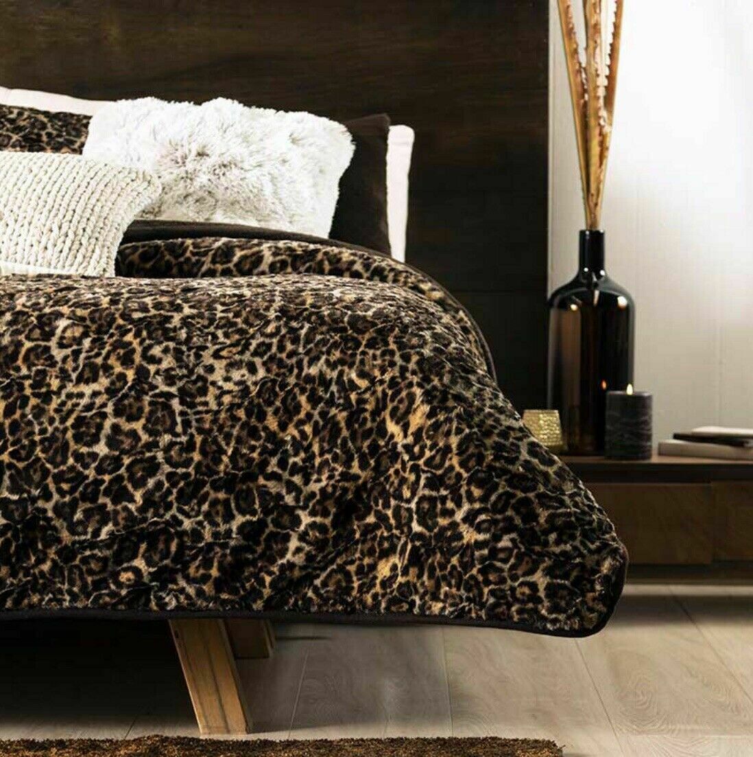 Leopard Chita Comforter Luxury Bedding Blanket Sherpa KING Soft Animal ...