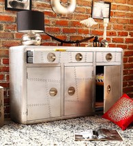 NauticalMart Aviator 3 Door Sideboard End Table Design Metal Sideboard