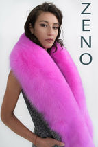 Arctic Fox Fur Stole 70' Candy Pink Fur Boa Collar Saga Furs Big Fur Collar image 3
