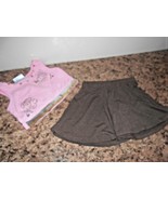 Build A. Bear 2 Pc Set Pink with Gold Top Shirt &amp; Brown Skort   - $5.89