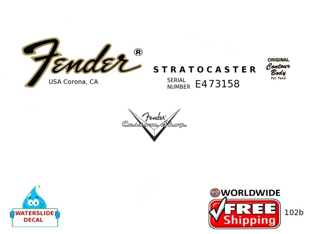 Fender Stratocaster Guitar Decal Inlay Headstock Sticker Waterslide Logo 102b Guitars & Basses