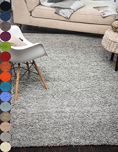 A2Z Rug Cozy Shaggy Collection 5x8-Feet Solid Area Rug - Cloud Gray