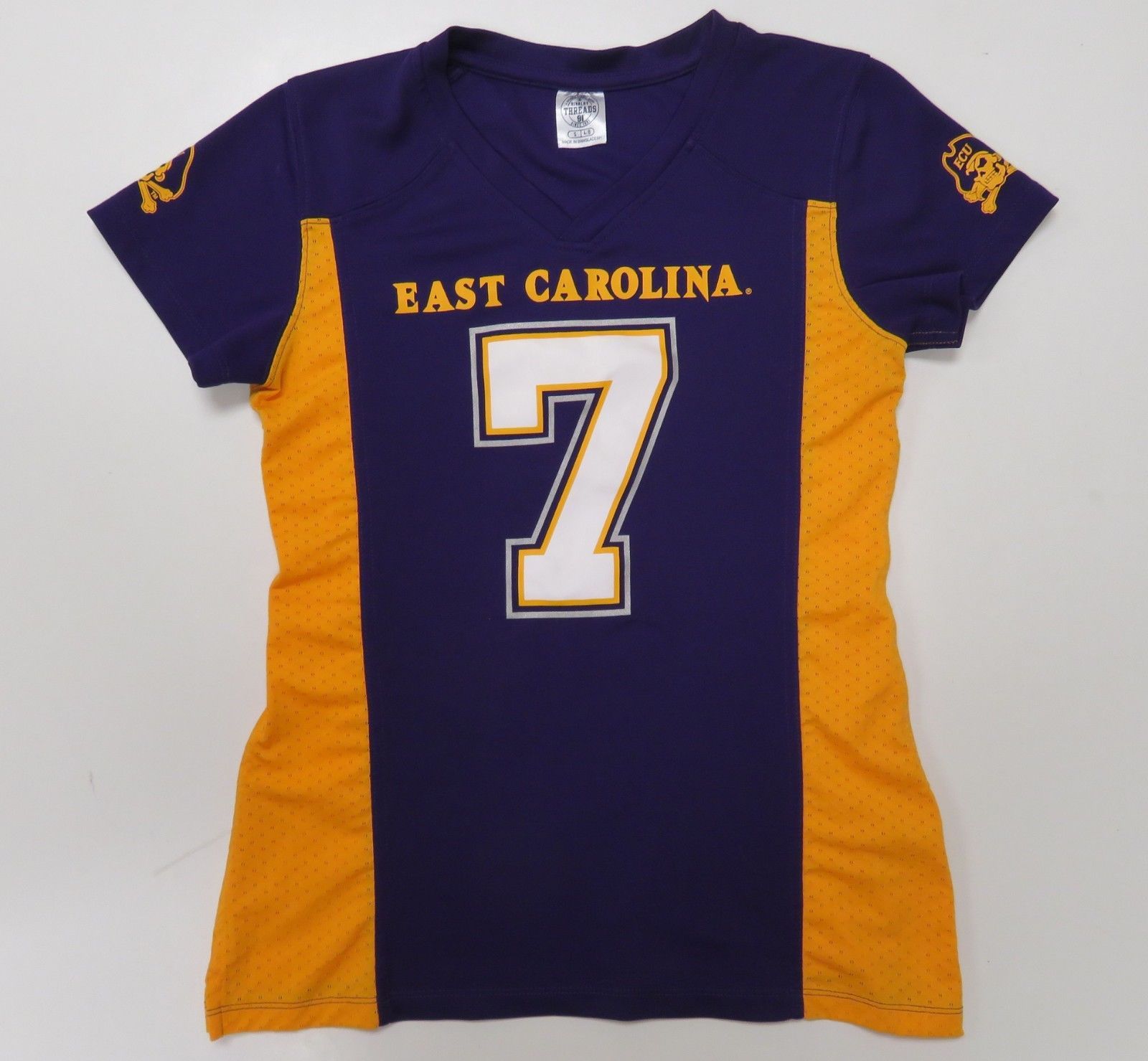 East Carolina Football Jersey Womens Small 4-6 Purple Yellow Rivalry Threads #7 - Football-NFL