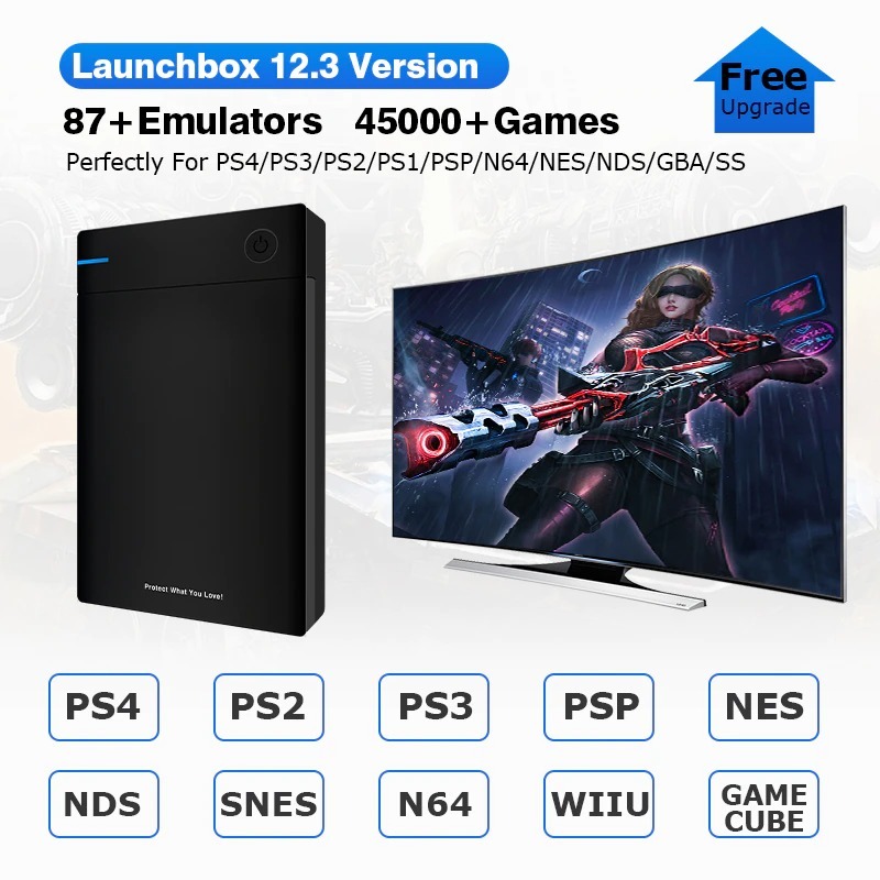 Launchbox External Game Hard Drive Disk 45000+Games PS4/PS3/PS2/Wii