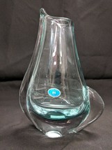 Vintage Glass Vase Pitcher Czech Republic Pale Blue Art Deco - $49.49