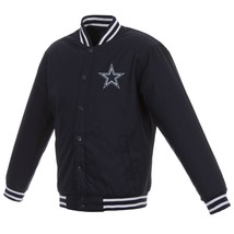 NFL Dallas Cowboys JH Design Poly Twill Jacket Navy Two Patches Logos JH Design - $139.99