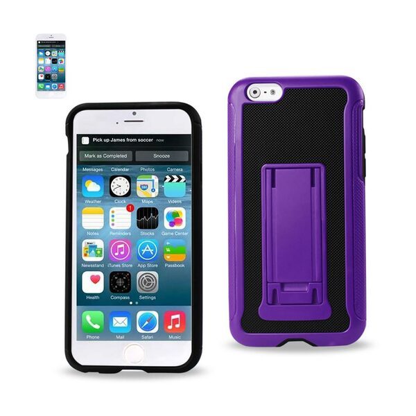REIKO IPHONE 6 PLUS HYBRID HEAVY DUTY CASE WITH VERTICAL KICKSTAND IN BLACK P...