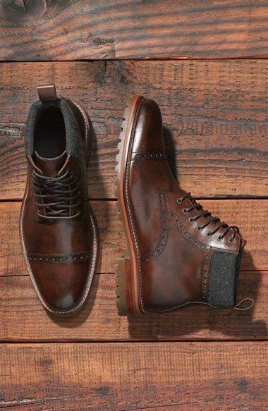 Handmade Men's Genuine Leather Formal Dress Boots, Brogue Lace Up Boots for men