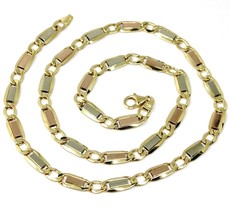 18K YELLOW WHITE ROSE GOLD CHAIN 6 MM, 24" SQUARE FLAT ALTERNATE GOURMETTE LINKS image 1