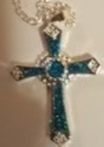 Christian Cross Necklace - Blue  - $15.99