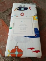NEW! Pottery Barn Baby Kids Submarine Fish Cotton Crib Fitted Sheet One ... - $25.74