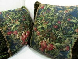 Raymond Waites Safari Vintage Jungle Velvet Leopard 2-PC 26-inch Square ... - $92.00