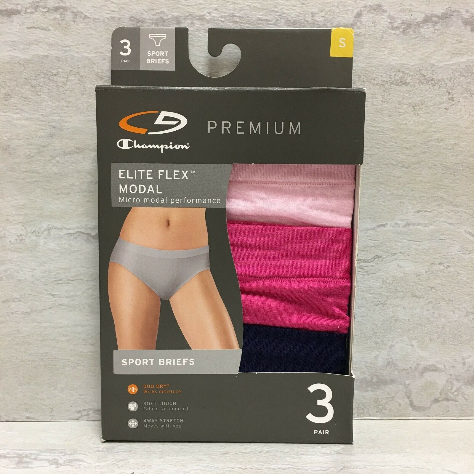 C9 Champion Women's 3pk Premium Elite Flex Modal Sport Briefs, Pink/Blue, Small