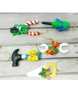 Ceramic Tool Christmas Ornament Lot (5) Decorations Hammer Wrench Saw Pl... - $36.59