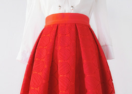 Lady Black A Line Full Pleated Skirt High Waist Midi Black Skirt with polka dot image 8
